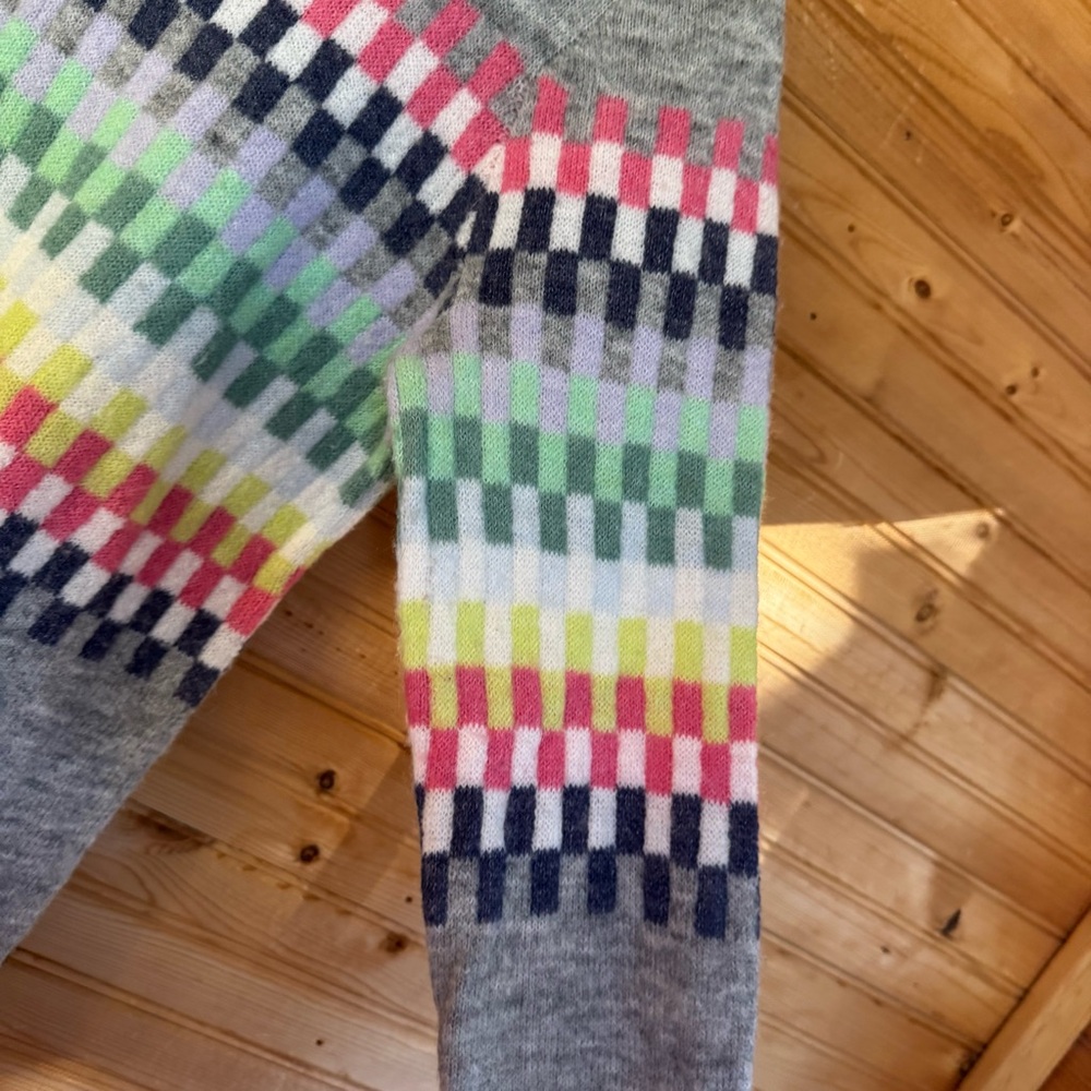 Loft Gray Multicolor Geo Mock Turtleneck Sweater … - image 4